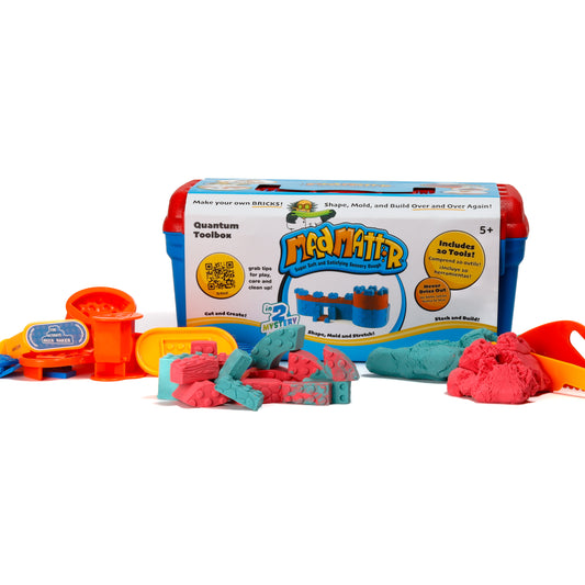 Mad Mattr Quantum Tool Box open with dough and tools – complete sensory play set