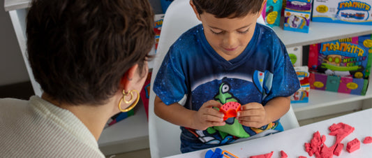 Occupational therapist using mess-free Mad Mattr sensory compound in pediatric therapy