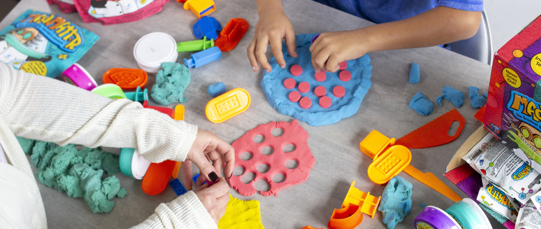 Child playing with Mad Mattr sensory modeling compound for emotional regulation